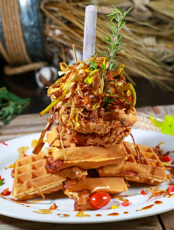 Hash House's famous Chicken and Waffles